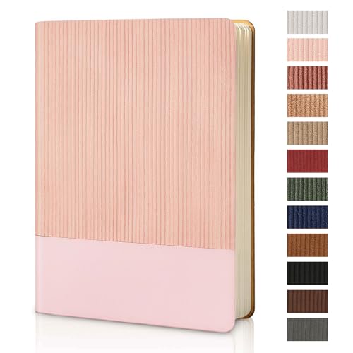 TSFPapier Lined Journal Notebook for Work College Ruled Note Book 5.79"x8.27" A5 PU Leather Daily Journaling 216 Pages for Women Men Writing Home School Supplies Business (Pink) - Image 1