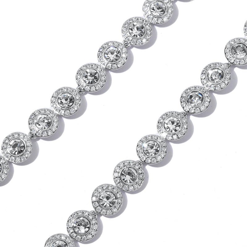 ZOEY Angelic Tennis Necklace - 18K White Gold Plated 15-16in, 8mm (1/3 inch) Wide Adjustable with Detachable Chain, Bridal Crystal Jewelry with Green Gift Box - Image 2