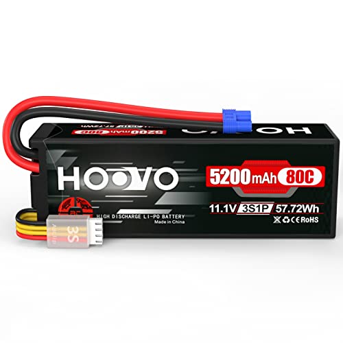HOOVO 11.1V 3S Lipo Battery 5200mAh 80C Hard Case with EC3 Connector for RC Car Boat Truck Heli Airplane Hobby FPV Racing - Image 1