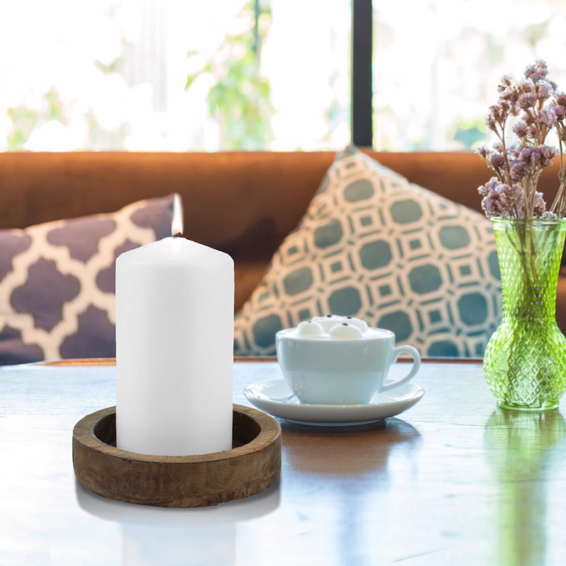 Stonebriar 3 Pack Tall 3 x 6 Inch 65 Hour Long Burning Unscented White Wax Pillar Candles - Image 3