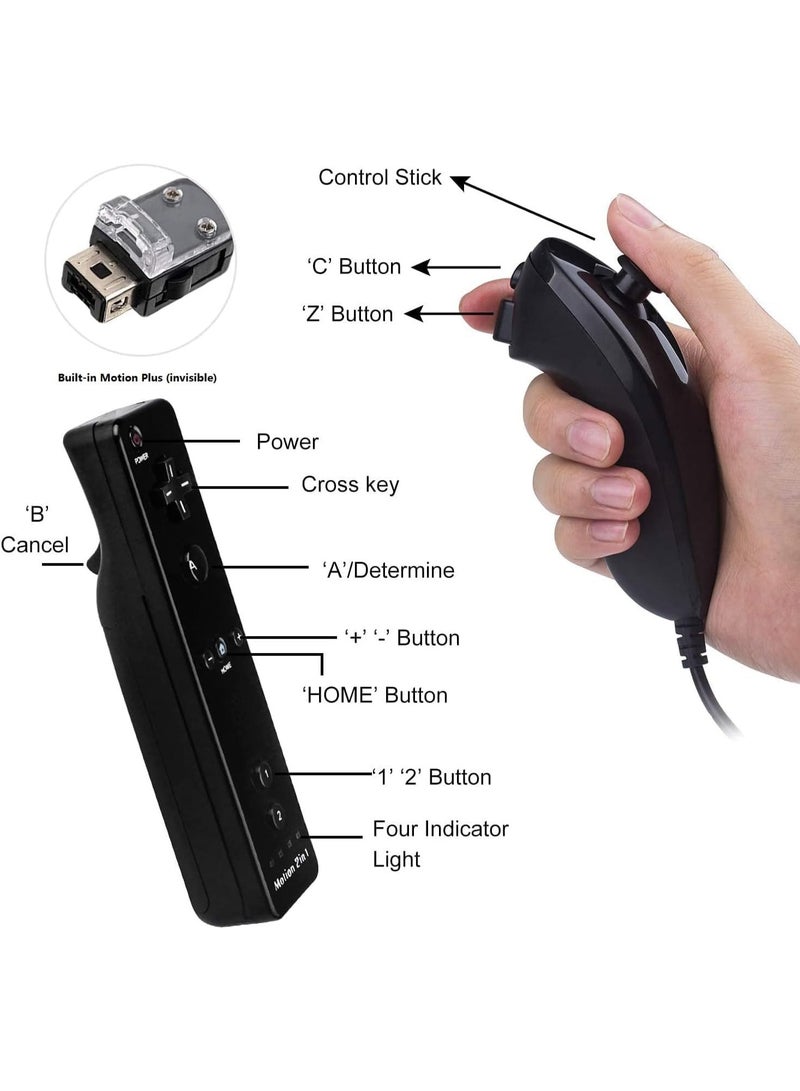 وحدات تحكم Motion Plus Wii 2Packs مع Nunchucks ، وحدات تحكم Wii عن بعد متوافقة مع Wii و Wii U مع Motion Plus المدمج - Image 2
