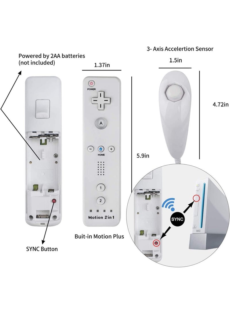 وحدات تحكم Motion Plus Wii 2Packs مع Nunchucks ، وحدات تحكم Wii عن بعد متوافقة مع Wii و Wii U مع Motion Plus المدمج - Image 3