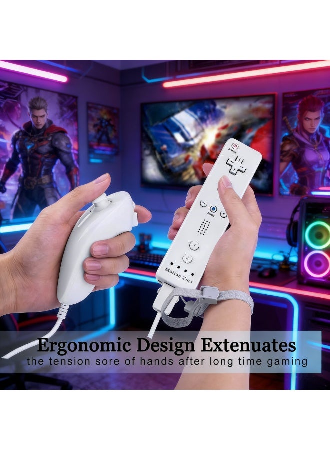 وحدات تحكم Motion Plus Wii 2Packs مع Nunchucks ، وحدات تحكم Wii عن بعد متوافقة مع Wii و Wii U مع Motion Plus المدمج - Image 4