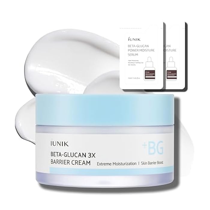 IUNIK Beta-Glucan Non-Sticky Deep Moisture Hydration 3x Barrier Cream Day&Night Moisturizer Quick Absorption Barrier Strengthening for Sensitive Dry Skin with Shea Butter Panthenol Korean Skincare - Image 1