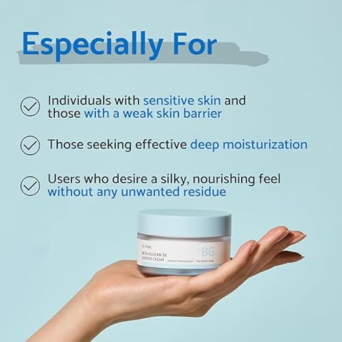 IUNIK Beta-Glucan Non-Sticky Deep Moisture Hydration 3x Barrier Cream Day&Night Moisturizer Quick Absorption Barrier Strengthening for Sensitive Dry Skin with Shea Butter Panthenol Korean Skincare - Image 4