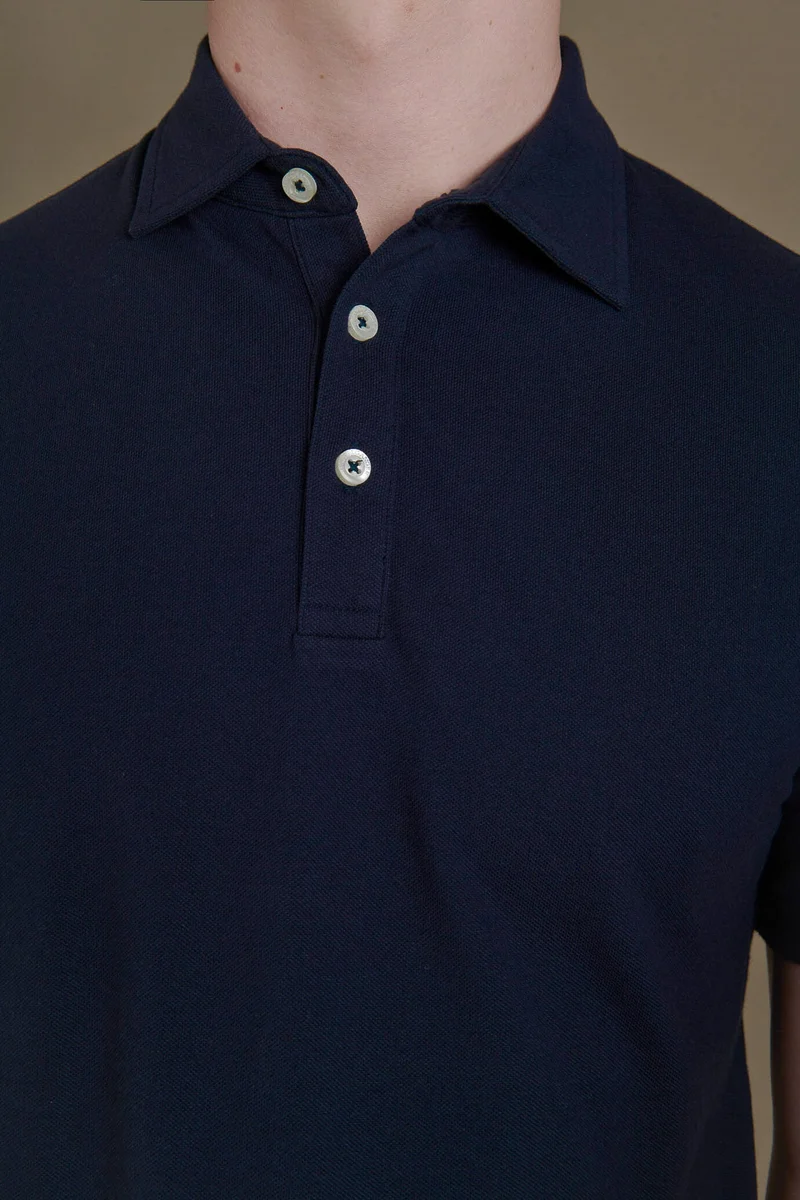 Doppelganger Blue Short sleeves polo cotton piquet - DK Blue for Men | Best Price UAE