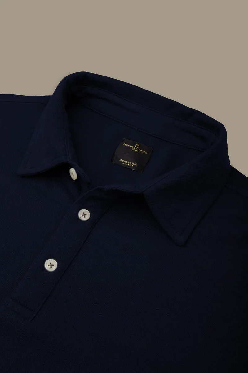 Doppelganger Blue Short sleeves polo cotton piquet - DK Blue for Men | Best Price UAE