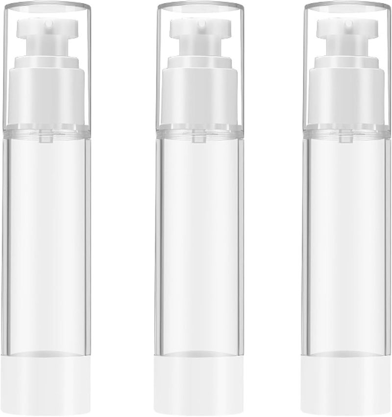 Qeuly 3 Pack Airless Pump Bottles 1.7 oz Travel Size Pump Bottle Lotion Container Refillable Cosmetic Pump Dispensers for Foundation Moisturizer Shampoo Toiletry (SN-50)