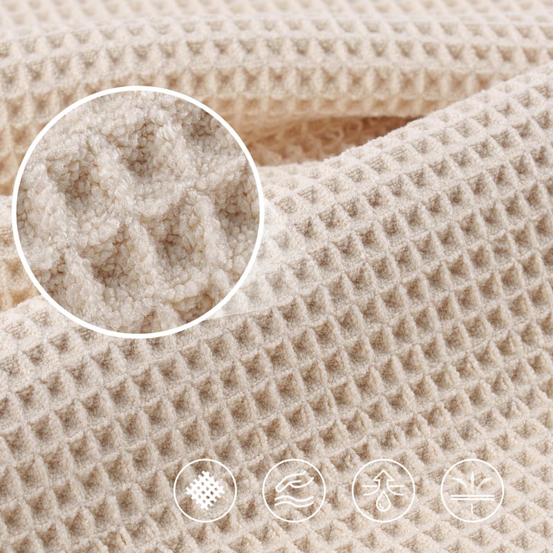 POLYTE 430 GSM Microfiber Oversize Quick Dry Lint Free Bath Towel, 60 x 30 in, 4 Pack (Waffle Weave) - Image 5