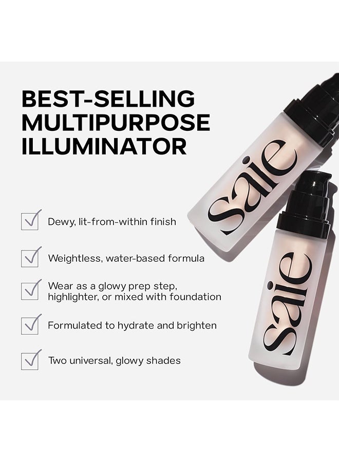 Saie Mini Glowy Super Gel Lightweight Illuminator 15ml - Luminizer + Makeup Primer For Glowing Skin - Enriched With Vitamin C + Hydrating Squalane Oil - Wear Alone Or Under Makeup - Starglow - Image 5