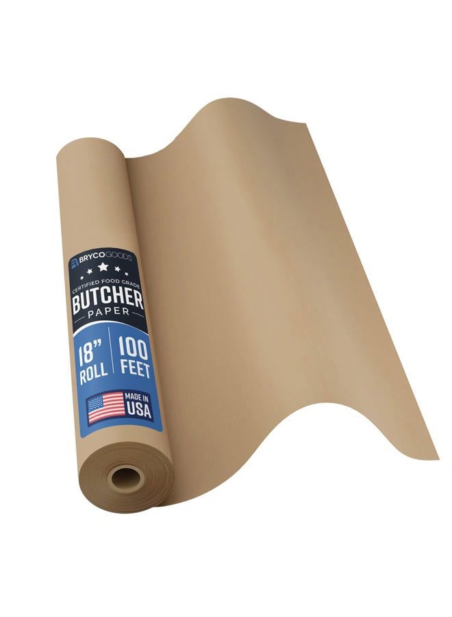 Bryco Goods Brown Kraft er Paper Roll - 18 Inch x 100 Feet (1200 Inch) - Food Grade Wrapping Paper for Smoking Meat of all Varieties – Unbleached, Unwaxed and Uncoated - Made in USA - Image 1