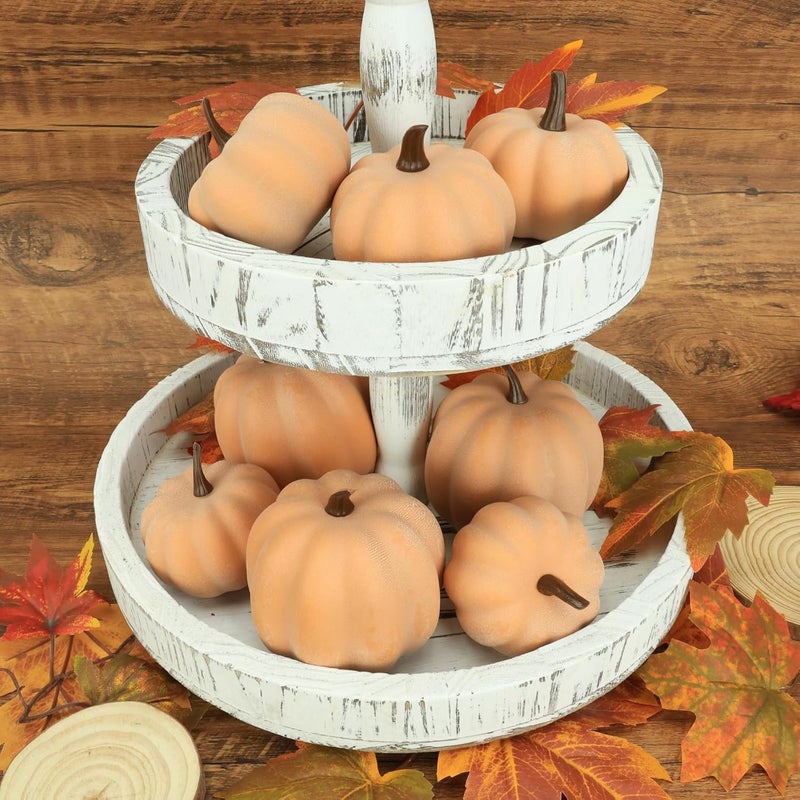 Ghrdopy Fake Pumpkins, 8 Pcs Orange Artificial Pumpkins, Plastic Pumpkins for Thanksgiving Party Table Centerpiece Autumn Home Decoration-C - Image 5