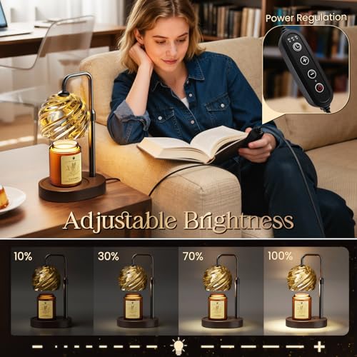 WarmEmbrace Candle Warmer Lamp with Lavender Candle Set, Electric Wax Warmer Lamp with Auto Timer & 4 Dimmable Lights, Adjustable Height for Jar Candles, ElegantValentines Day Gift for Women, Black - Image 5