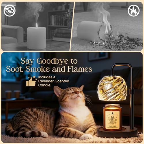 WarmEmbrace Candle Warmer Lamp with Lavender Candle Set, Electric Wax Warmer Lamp with Auto Timer & 4 Dimmable Lights, Adjustable Height for Jar Candles, ElegantValentines Day Gift for Women, Black - Image 4