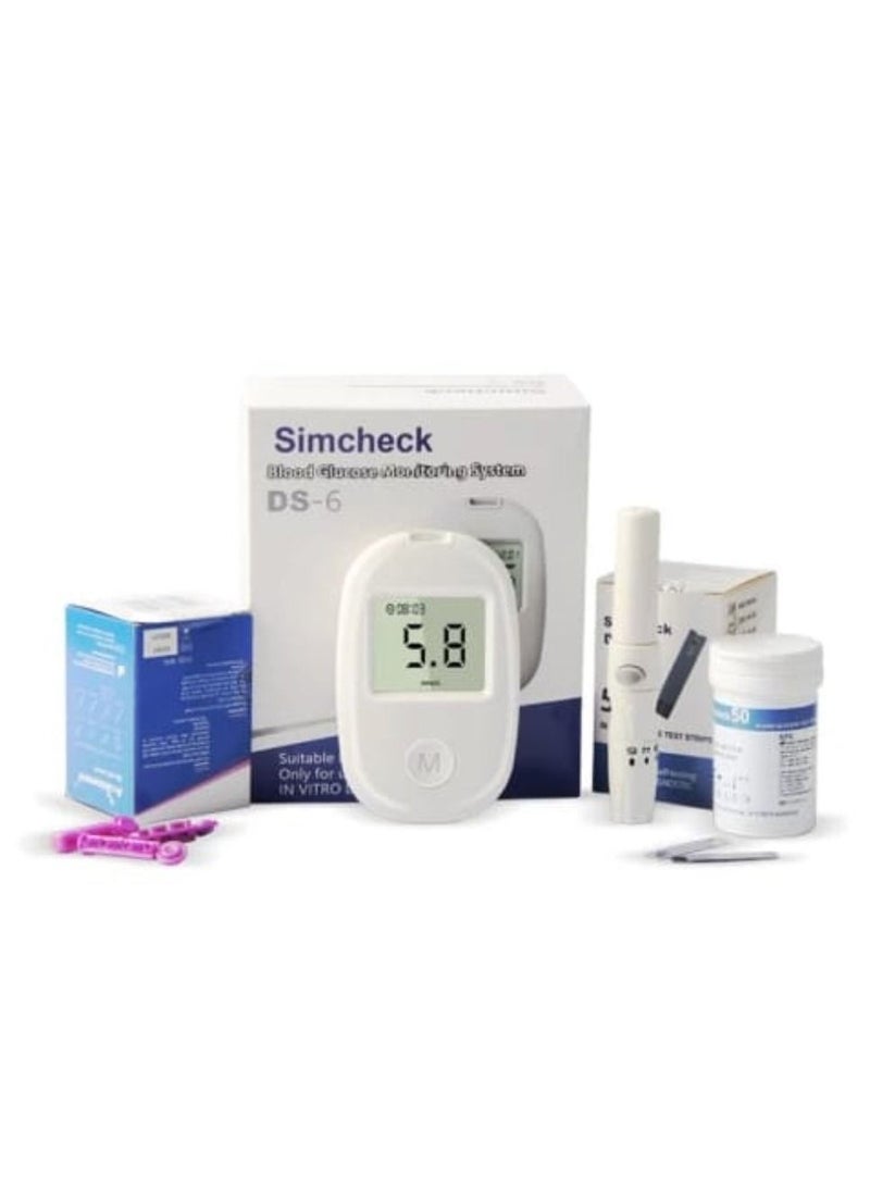 Generic - SIMCHECK BLOOD GLUCOSE MONITORING SYSTEM WITH 50 TEST STRIPS AND 50 BLOOD LANCET - Image 1