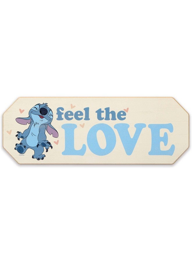 Open Road Brands Disney Lilo and Stitch Feel the Love Wood Wall Decor - Adorable Stitch Sign for Kids' Bedroom or Play Room - Image 1