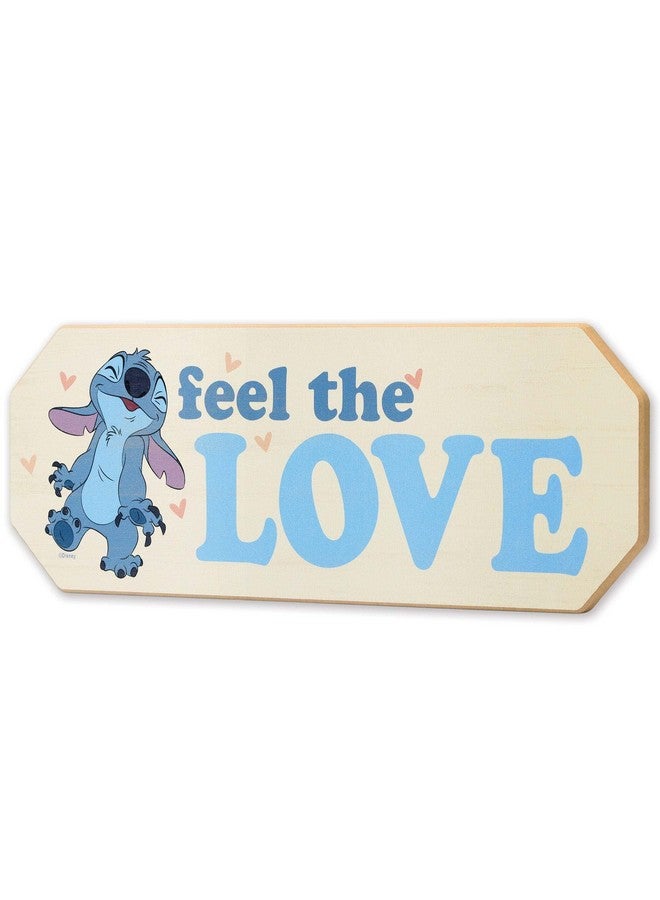 Open Road Brands Disney Lilo and Stitch Feel the Love Wood Wall Decor - Adorable Stitch Sign for Kids' Bedroom or Play Room - Image 2