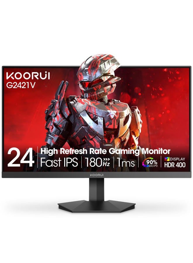 KOORUI شاشة ألعاب 24 بوصة، 180 هرتز، شاشة IPS سريعة 1 مللي ثانية، عرض 1440P HDR400، نطاق ألوان DCI-P3 90%، مزامنة متكيفة، إطار نحيف، قابلة للتثبيت على VESA، HDMI 2.0، DP 1.4، G2421V - Image 1