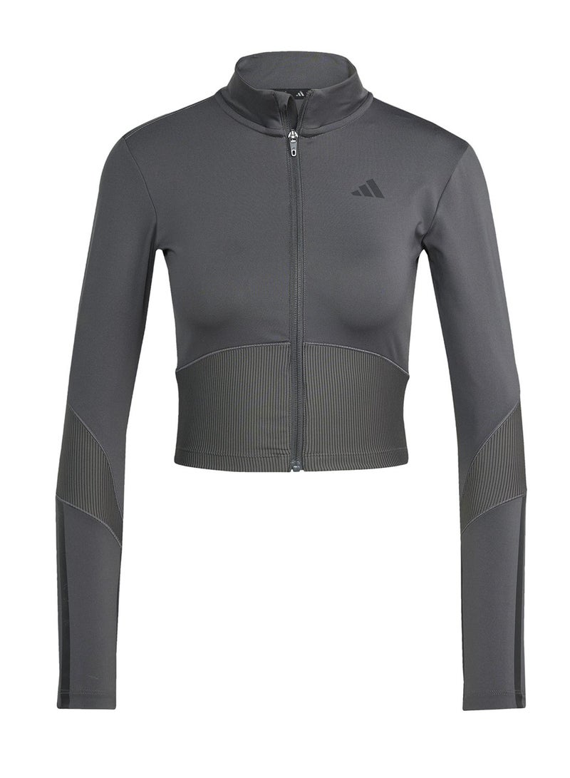 Adidas Hyperglam Rib Zip Thru Cover Up Track Tops - Image 5
