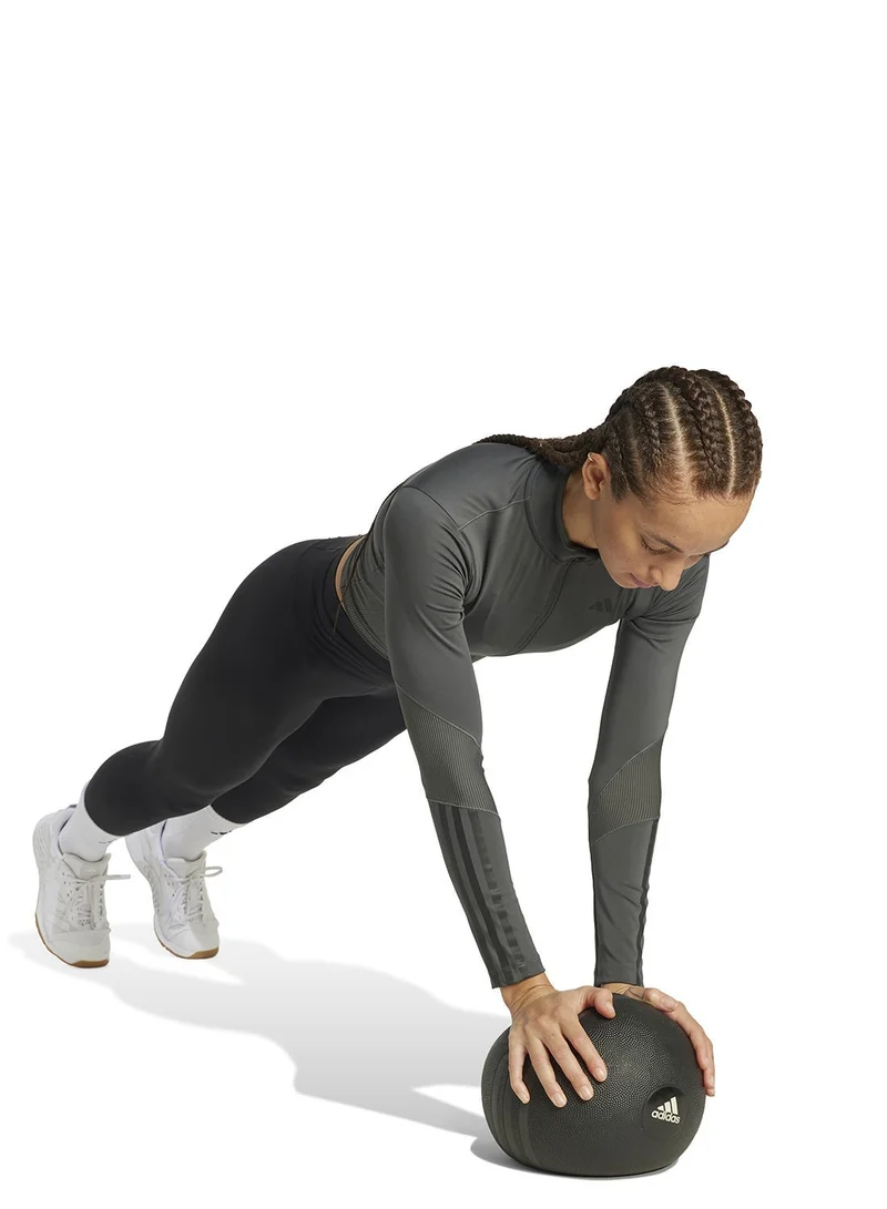 Adidas GRESIX/BLACK Hyperglam Rib Zip Thru Cover Up Track Tops for Women | Best Price UAE