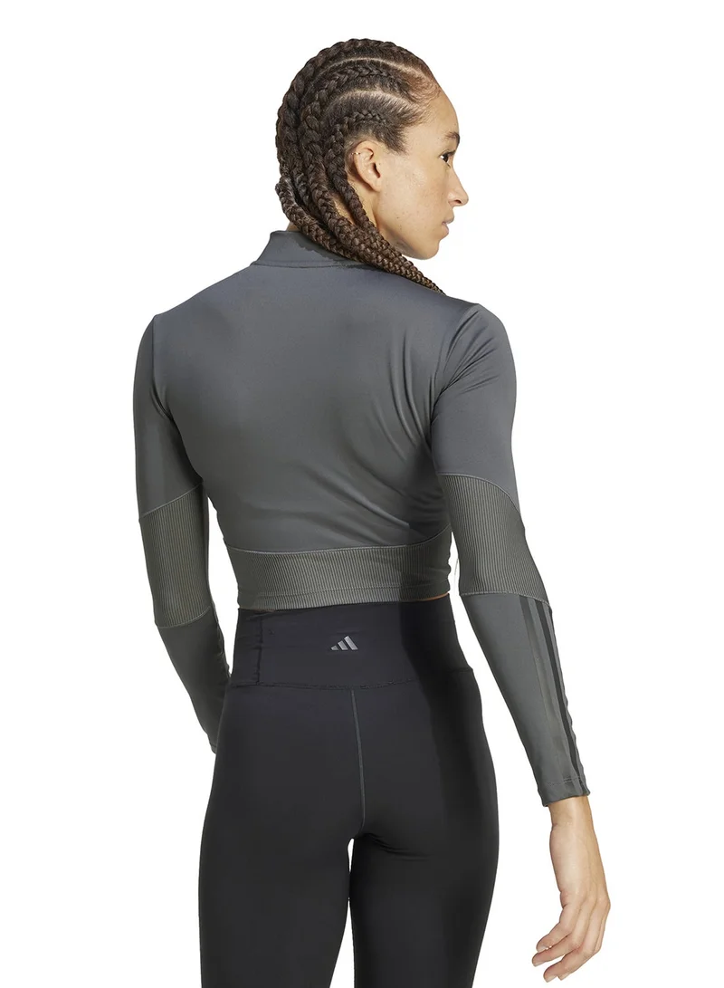 Adidas Hyperglam Rib Zip Thru Cover Up Track Tops