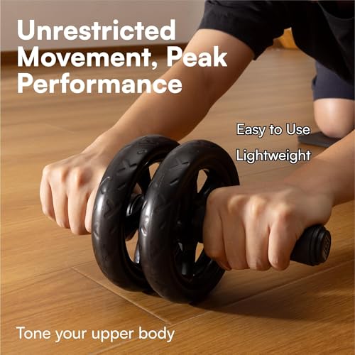 HST H&S Ab Roller Wheel For Abs Workout - Abdominal Core Exercise Equipment With Extra Thick Knee Pad Mat - w/Dual Glide Wheels - Abs Roller Wheel Home Workout - Abs Exercise Equipment - Image 3