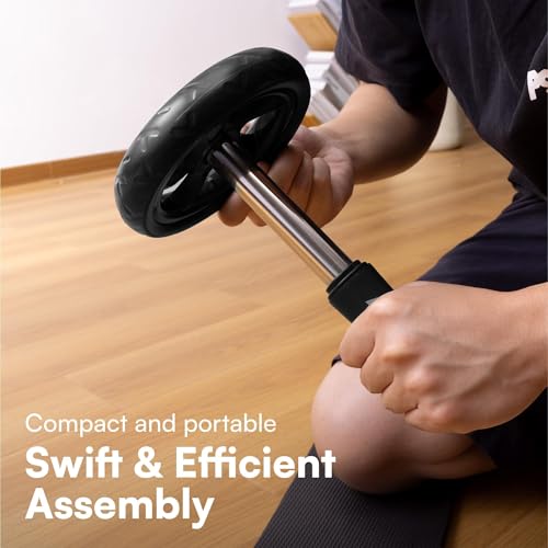 HST H&S Ab Roller Wheel For Abs Workout - Abdominal Core Exercise Equipment With Extra Thick Knee Pad Mat - w/Dual Glide Wheels - Abs Roller Wheel Home Workout - Abs Exercise Equipment - Image 4