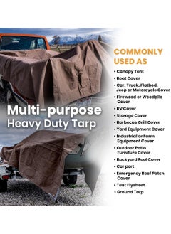 RK TRENDS RK Trends Canvas Waterproof Tarpaulin HeavyDuty Outdoor Protection for All Weather Conditions 9Ft x 6Ft  - Image 4