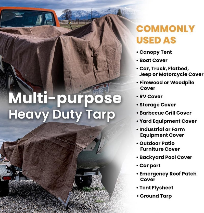 RK TRENDS RK Trends Canvas Waterproof Tarpaulin HeavyDuty Outdoor Protection for All Weather Conditions 9Ft x 6Ft  - Image 4