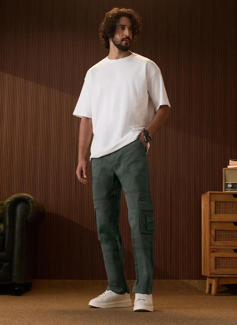 The Souled Store  The Souled Store Men Greenlake Solid Straight Fit Cargo Jeans for Men | Best Price UAE