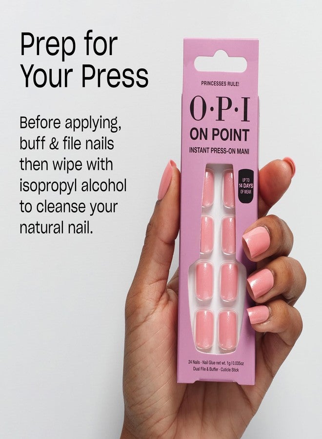OPI On Point Princesses Rule! | Short Round Pink Shimmer Press On Nails | With Nail Glue | Long Lasting, Reusable, Non-damaging - Image 5