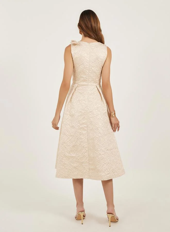 Styli Textured Bow Midi Dress
