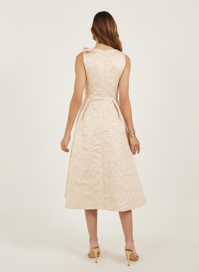 ستايلي فستان ميدي بفيونكة منقوشة - Image 5