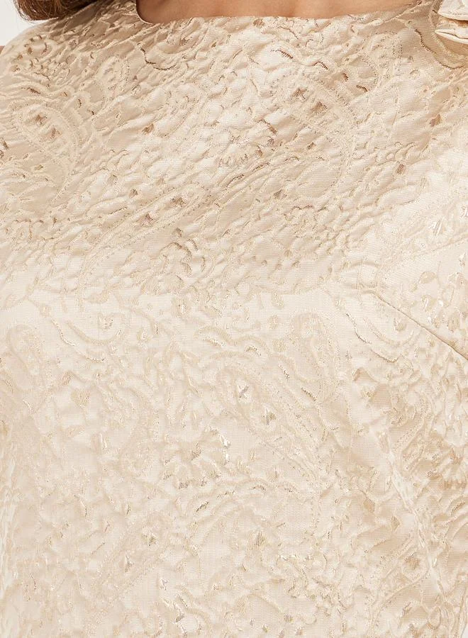 Styli Textured Bow Midi Dress