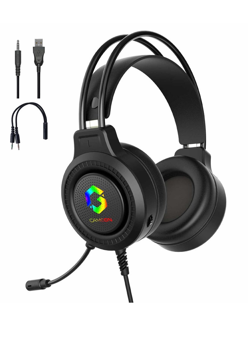 جايم أون سماعات رأس للألعاب GAMEON GOT101 Shadowfire RGB  لـ PS4 و PS5 و XBOX ONE و الكمبيوتر مع توصيل USB  - Image 1