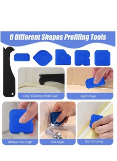 Excefore Sealant Profiling Finishing Tool 6 Piece Black Grout Sealant Remover Tool Silicone Remover Tool Bathroom Sealant Remover Tool Silicone Joint Smoother Blue Former Sealant Caulking Tool  - Image 3