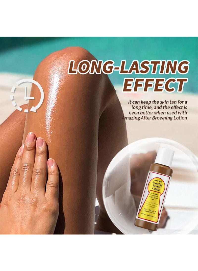 lakerain Tanning Lotion,Amazing Brown Lotion,All-natural Tanning,Quick,Even Andnatural Tan,Leaving Skinwith A Healthy Glow,Non-greasy Glowing Self-tan for All Skin Types,100 ml  - Image 3