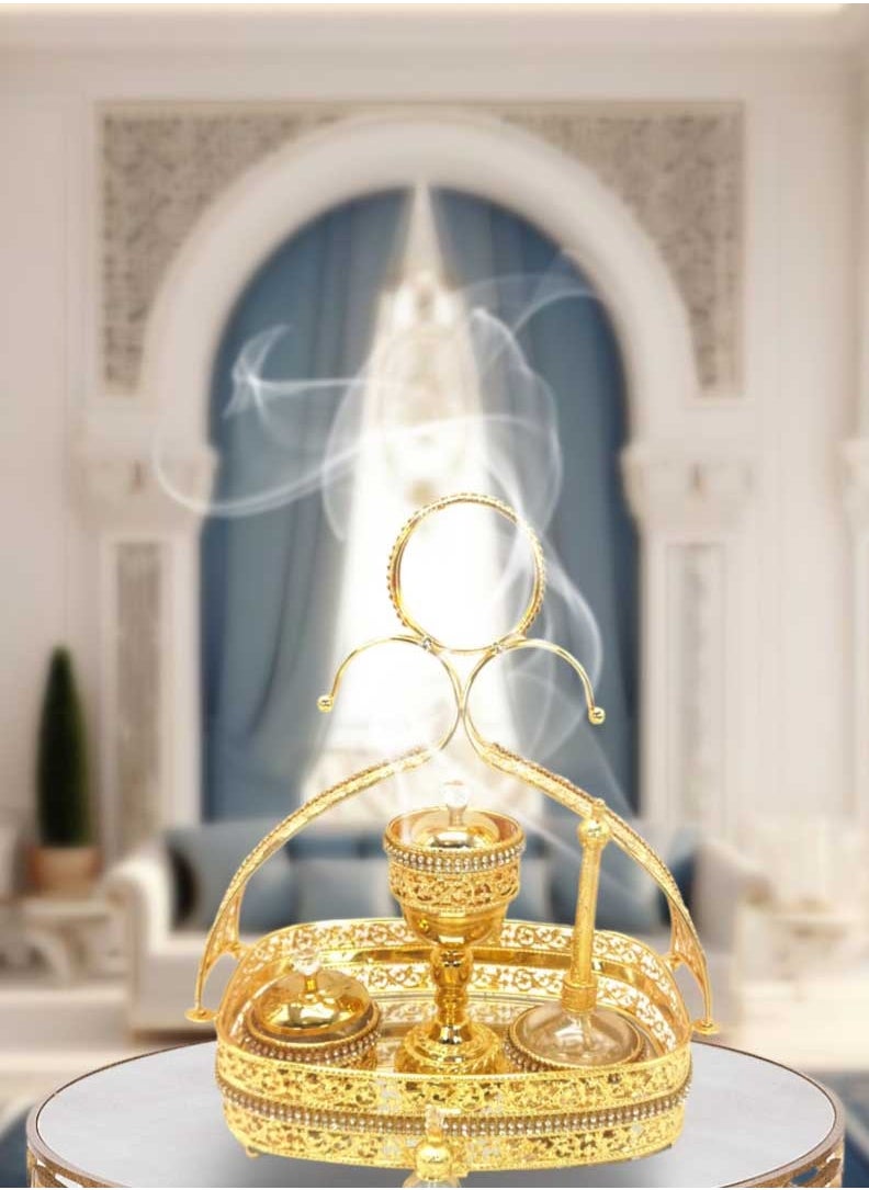 بخور بوسيدين مجموعة مبخرة البخور العربية الفاخرة لديكور المنزل والعطر  - Image 4