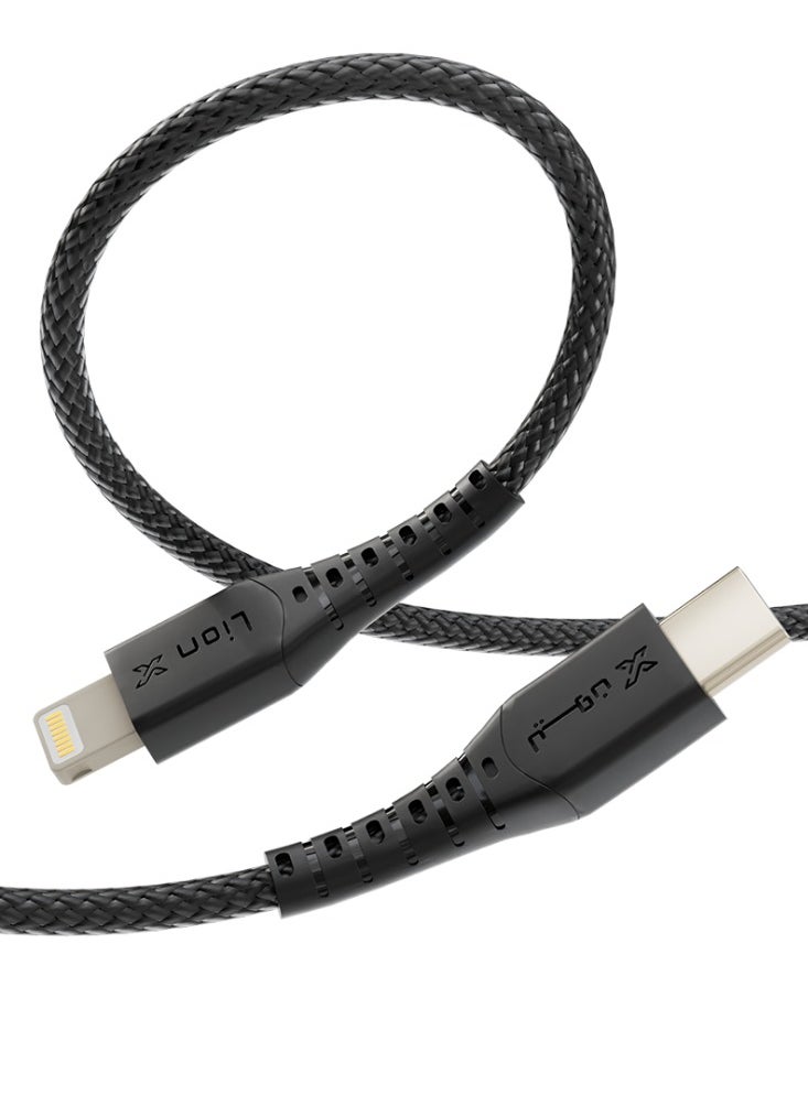 Lion X Lion X Fabric Charging Cable Type C Lightning 2M Long 20W for IPhone and IPad  - Image 2