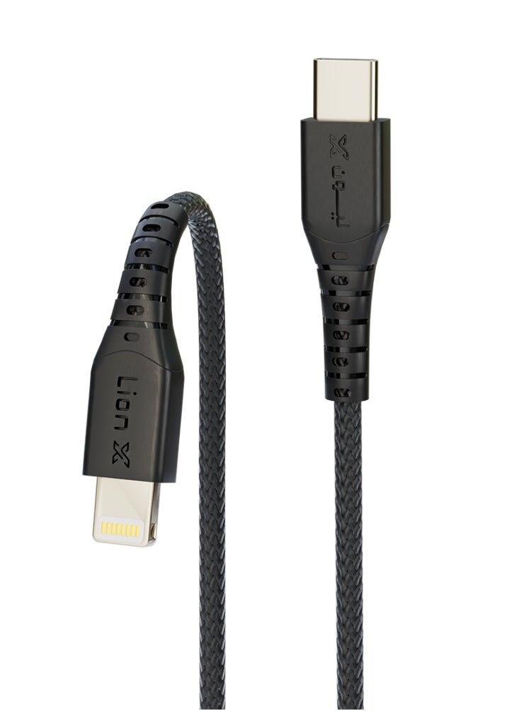 Lion X Lion X Fabric Charging Cable Type C Lightning 2M Long 20W for IPhone and IPad  - Image 3