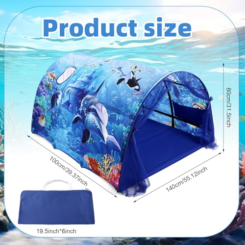 Wowangce Ocean Bed Tent for Kids Large Kids Twin Tent Toddler Play Bed with Carry Bag Foldable for Girls Boys Bedroom Indoor Games - Image 5