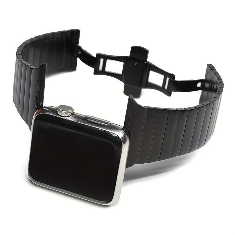 Rose Pink Stainless Steel Butterfly Buckle Metal Wristband Compatible With Apple Watch Ultra 2 1 SE Series 10 9 8 7 6 5 3 2 1 Suitable For 42mm 44mm 45mm 46mm 49mm Adjustable Size With Adjustment Tool Watch Not Included - Image 4