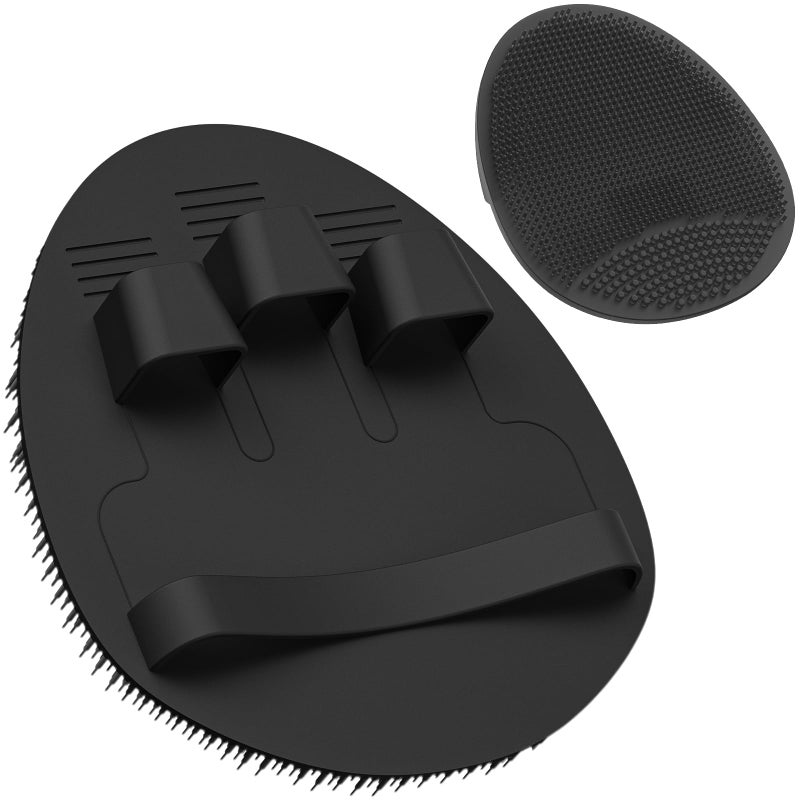 Manmihealth Soft Silicone Face Scrubber Exfoliator with Deep-Cleaning Silicone Shower Brush Body Scrubber Set(2 PCS), Super-Lathering, Gentle-Exfoliating and Massaging (Black*2) - Image 1