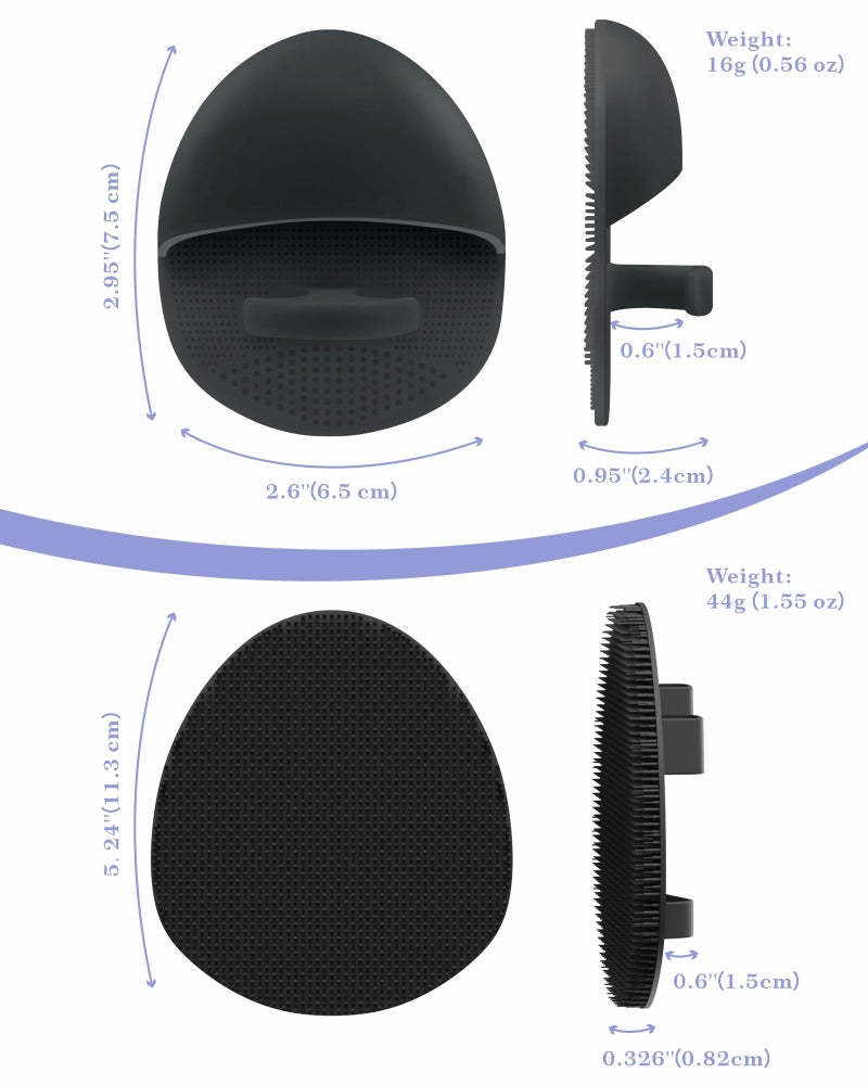 Manmihealth Soft Silicone Face Scrubber Exfoliator with Deep-Cleaning Silicone Shower Brush Body Scrubber Set(2 PCS), Super-Lathering, Gentle-Exfoliating and Massaging (Black*2) - Image 2