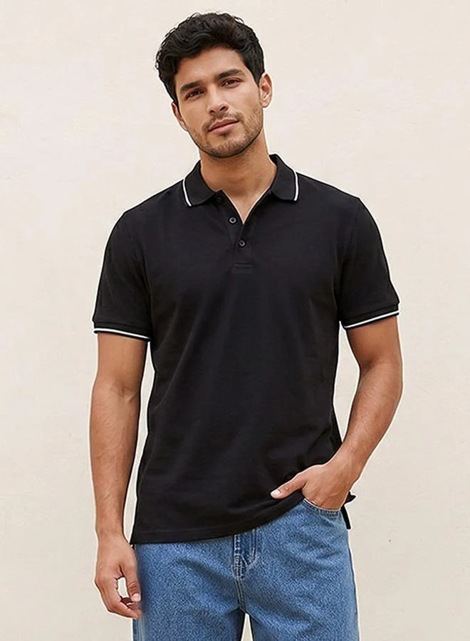 Splash FAV Basic Short Sleeves Textured Polo T-shirt