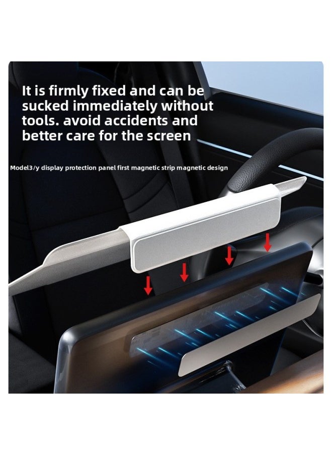 Generic - Suitable For Tesla Model3 Central Control Screen Panel Protective Cover ModelY Car Sunshade Sunscreen Dust Magnetic Suction Cover-Color:White Ice Color-Applicable Models:Model Y/model 3 - Image 1