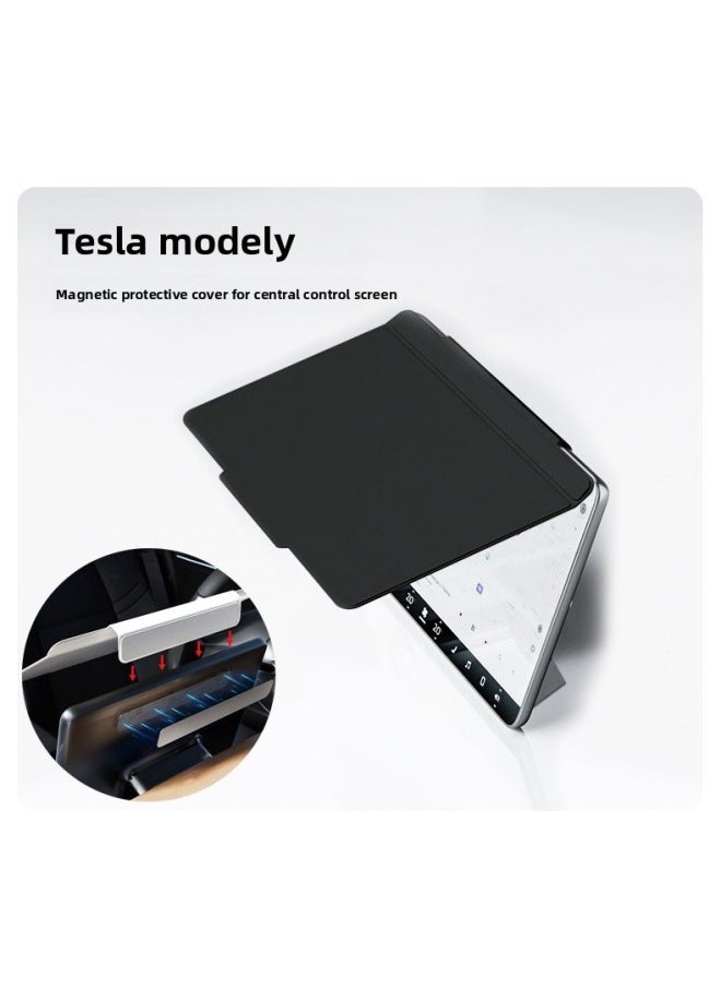 Generic - Suitable For Tesla Model3 Central Control Screen Panel Protective Cover ModelY Car Sunshade Sunscreen Dust Magnetic Suction Cover-Color:White Ice Color-Applicable Models:Model Y/model 3 - Image 1