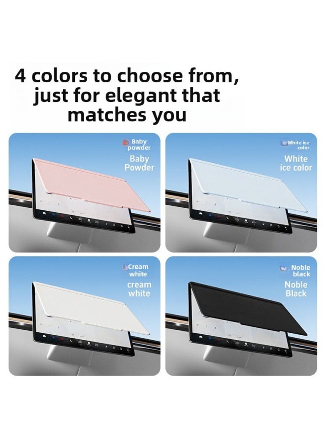 Generic - Suitable For Tesla Model3 Central Control Screen Panel Protective Cover ModelY Car Sunshade Sunscreen Dust Magnetic Suction Cover-Color:White Ice Color-Applicable Models:Model Y/model 3 - Image 1