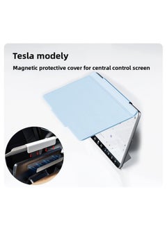Suitable For Tesla Model3 Central Control Screen Panel Protective Cover ModelY Car Sunshade Sunscreen Dust Magnetic Suction Cover-Color:White Ice Color-Applicable Models:Model Y/model 3