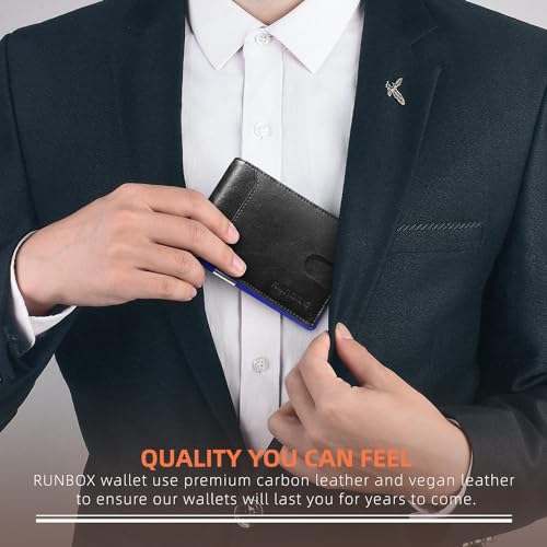 RUNBOX Slim Wallets for Men - Leather Money Clip Mens Wallet - RFID Blocking Front Pocket Bifold Wallet - Thin Credit Card Holder with Gift Box - Image 5
